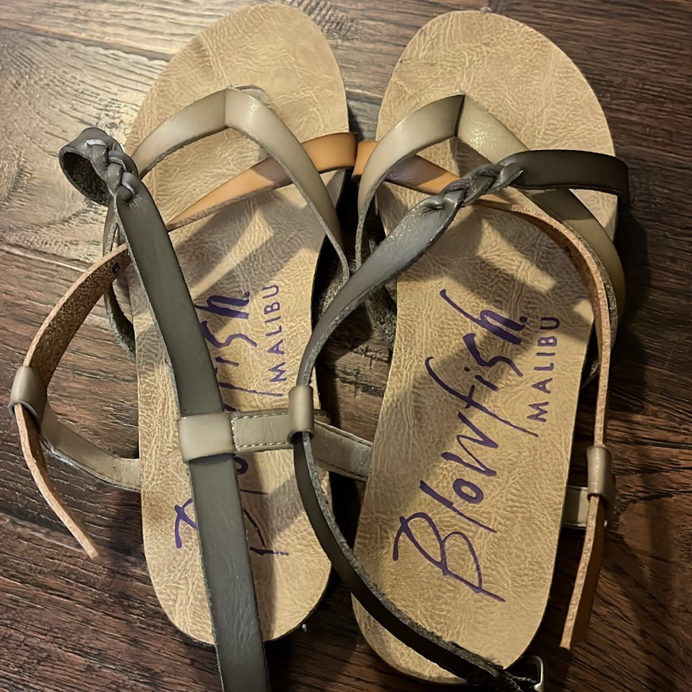 Blowfish Women's Braided Sandals - tan and metallic grey